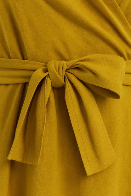 Robe Midi Femme - Dos Nu Cache-Coeur Ceinturée | Élégante