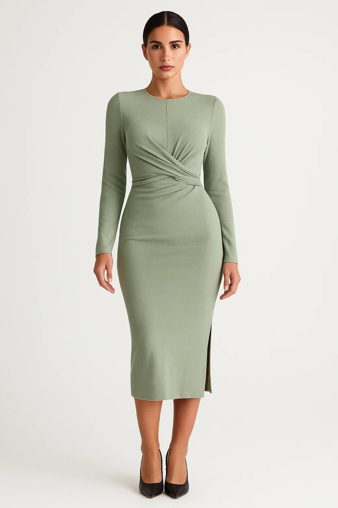Robe Midi Femme - Torsadée à la Taille | Élégante