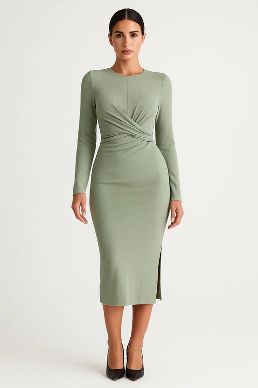 Robe Midi Femme - Torsadée à la Taille | Élégante