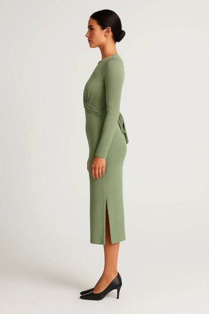 Robe Midi Femme - Torsadée à la Taille | Élégante