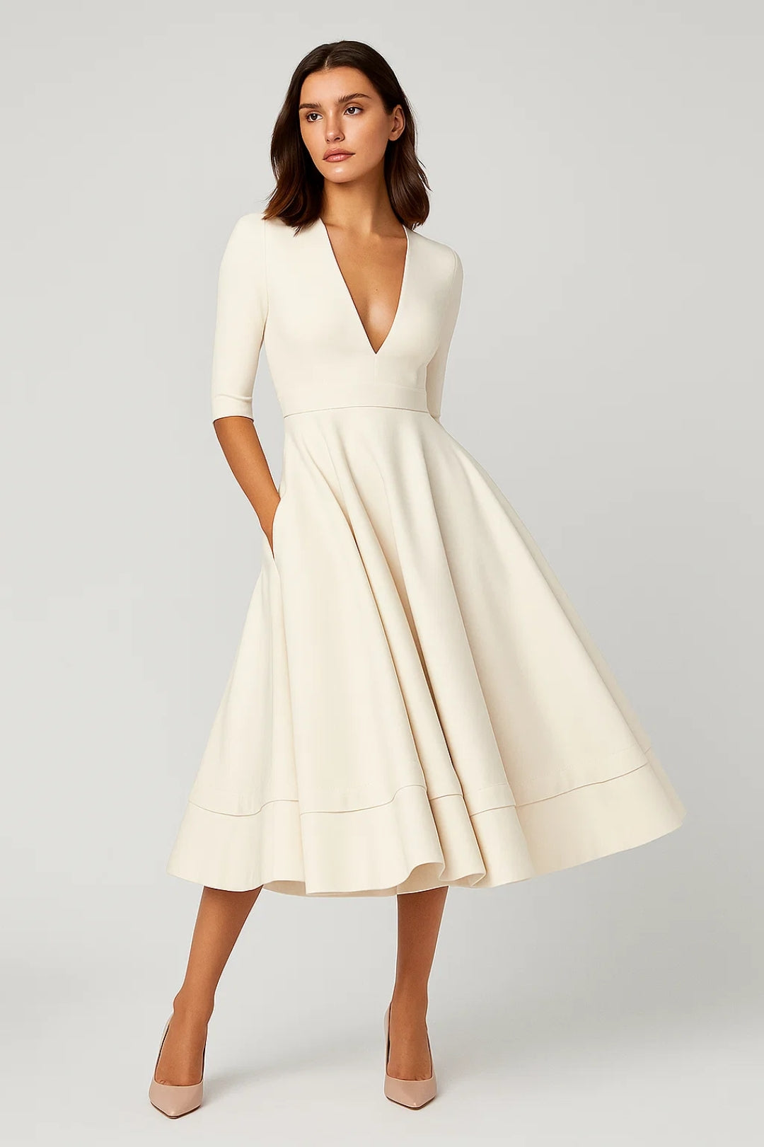 Robe Femme | Midi | Élégante | silhouette évasée pour Mi-Saison