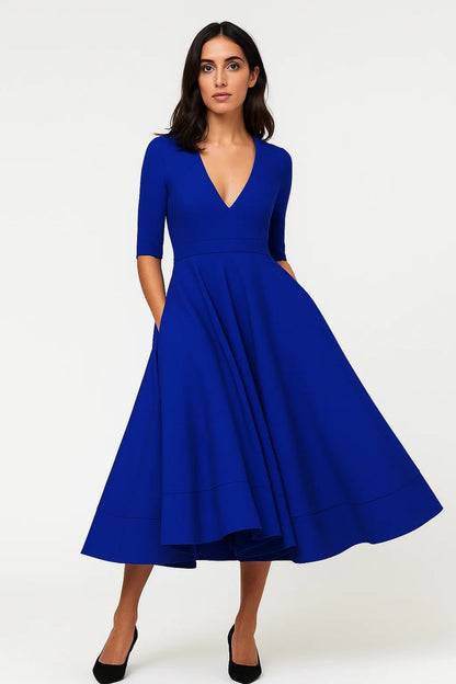 Robe Femme | Midi | Élégante | silhouette évasée pour Mi-Saison