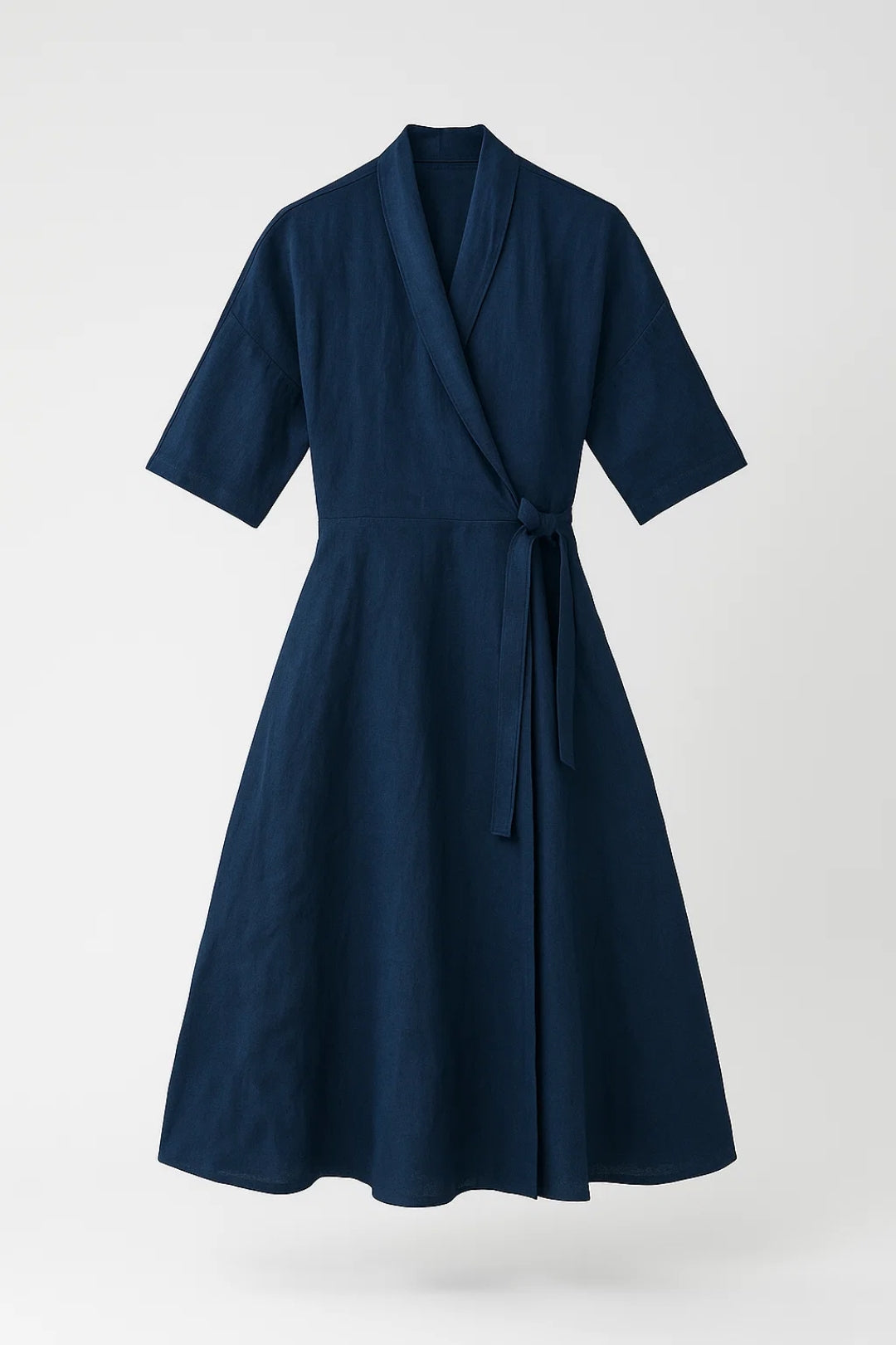 Robe Midi Femme - Portefeuille Ceinturée Manches Courtes | Élégante