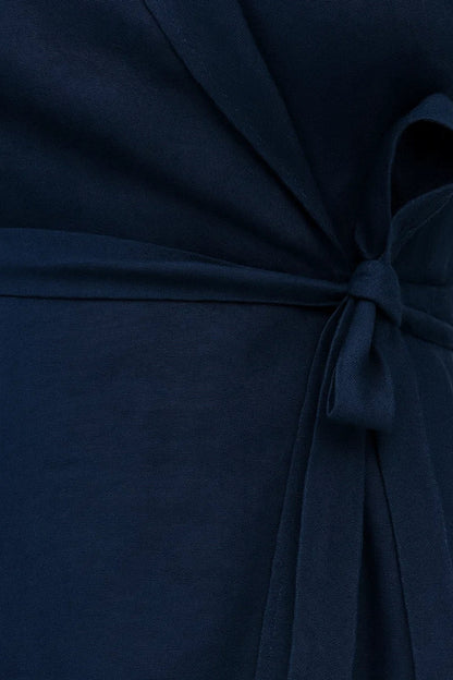 Robe Midi Femme - Portefeuille Ceinturée Manches Courtes | Élégante