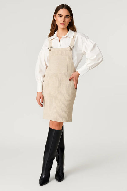 Robe Midi Femme - Salopette Côtelée Bretelles Ajustables | Chic