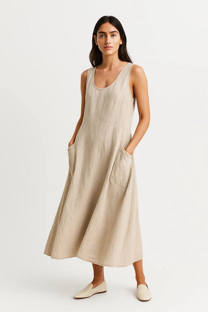 Robe Midi Femme - Sans Manches Ample avec Poches | Casual