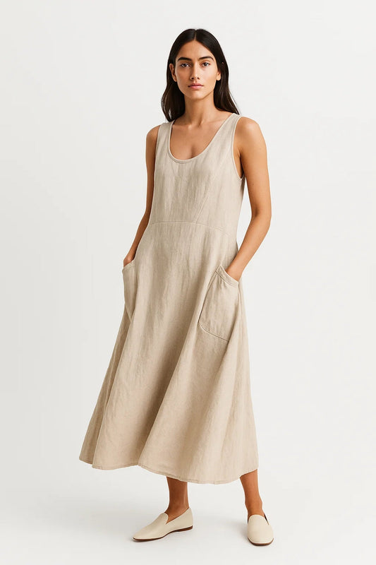 Robe Midi Femme - Sans Manches Ample avec Poches | Casual