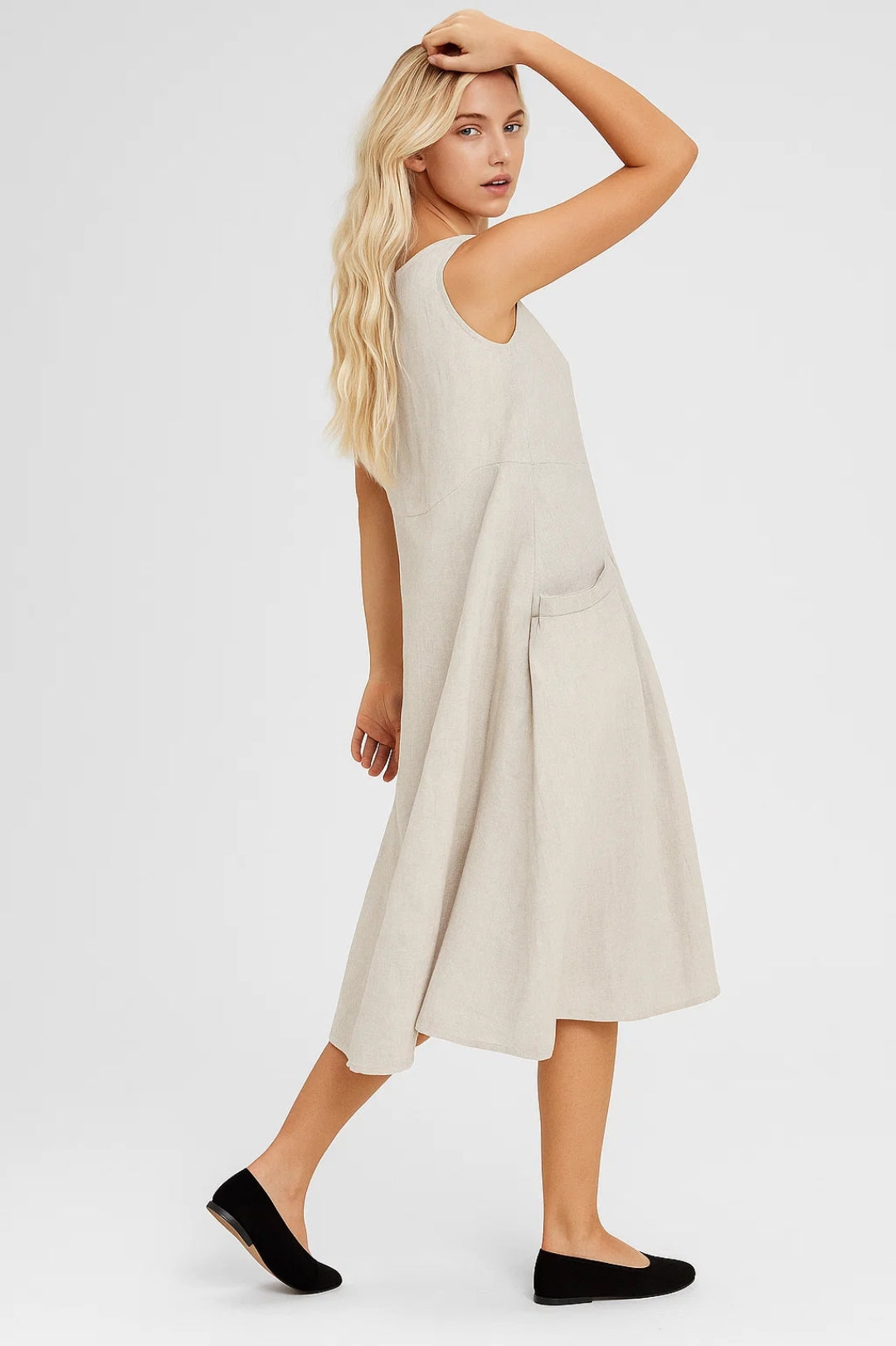 Robe Midi Femme - Sans Manches Ample avec Poches | Casual
