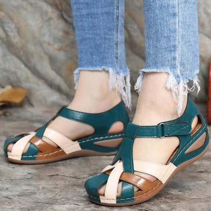 Suzanne - Sandales Orthopédiques Femme Vintage avec Brides Tressées et Boucle Ajustable