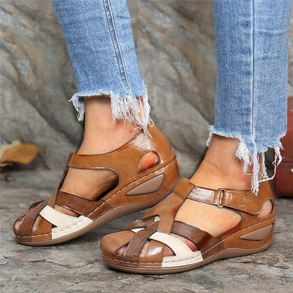 Suzanne - Sandales Orthopédiques Femme Vintage avec Brides Tressées et Boucle Ajustable