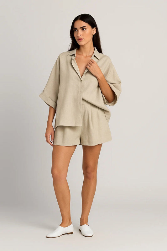 Ensemble Femme - Chemise Oversize Manches Courtes et Short | Été