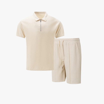 Théo - Ensemble Été Homme Coordonné avec Polo Zippé et Short Tendance