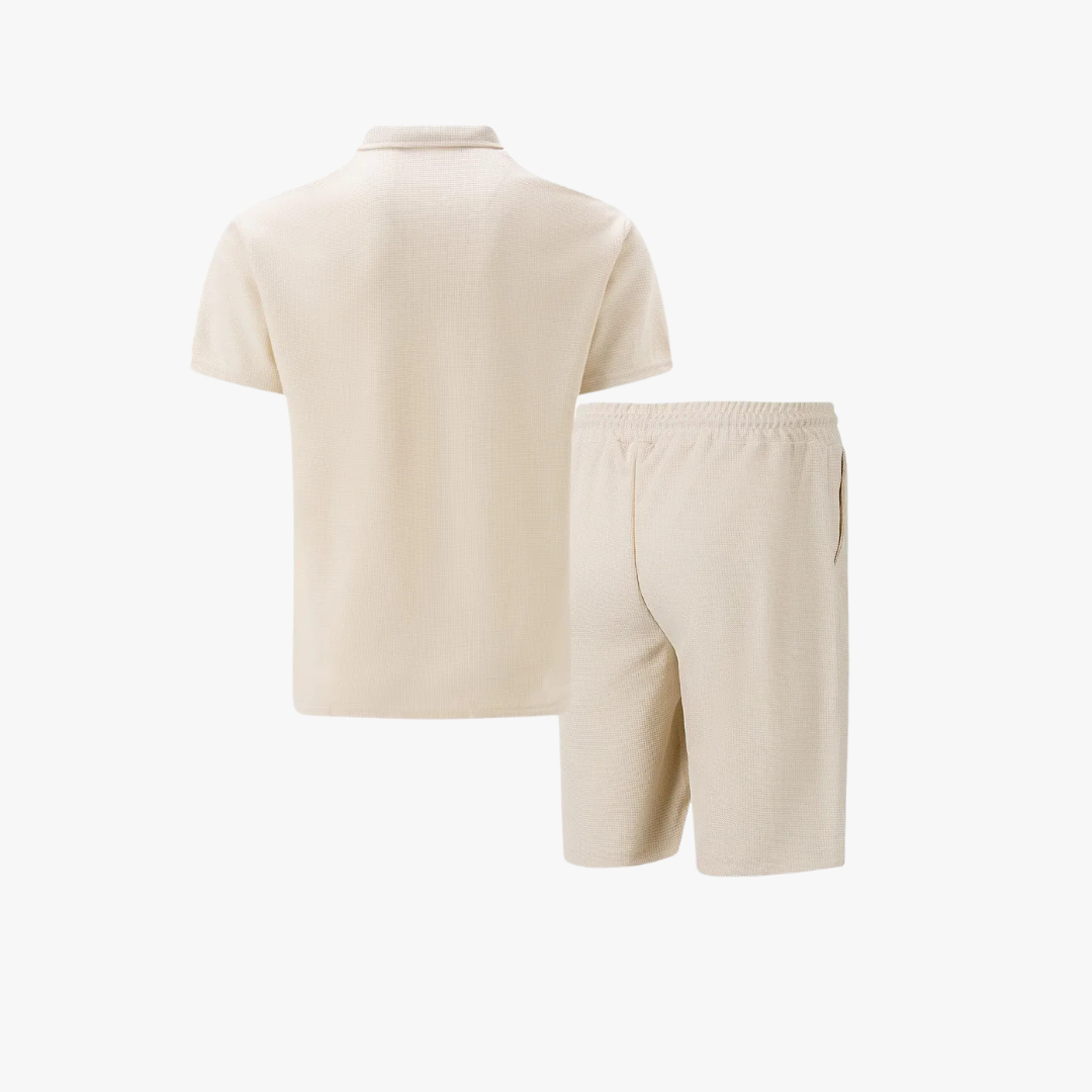 Théo - Ensemble Été Homme Coordonné avec Polo Zippé et Short Tendance