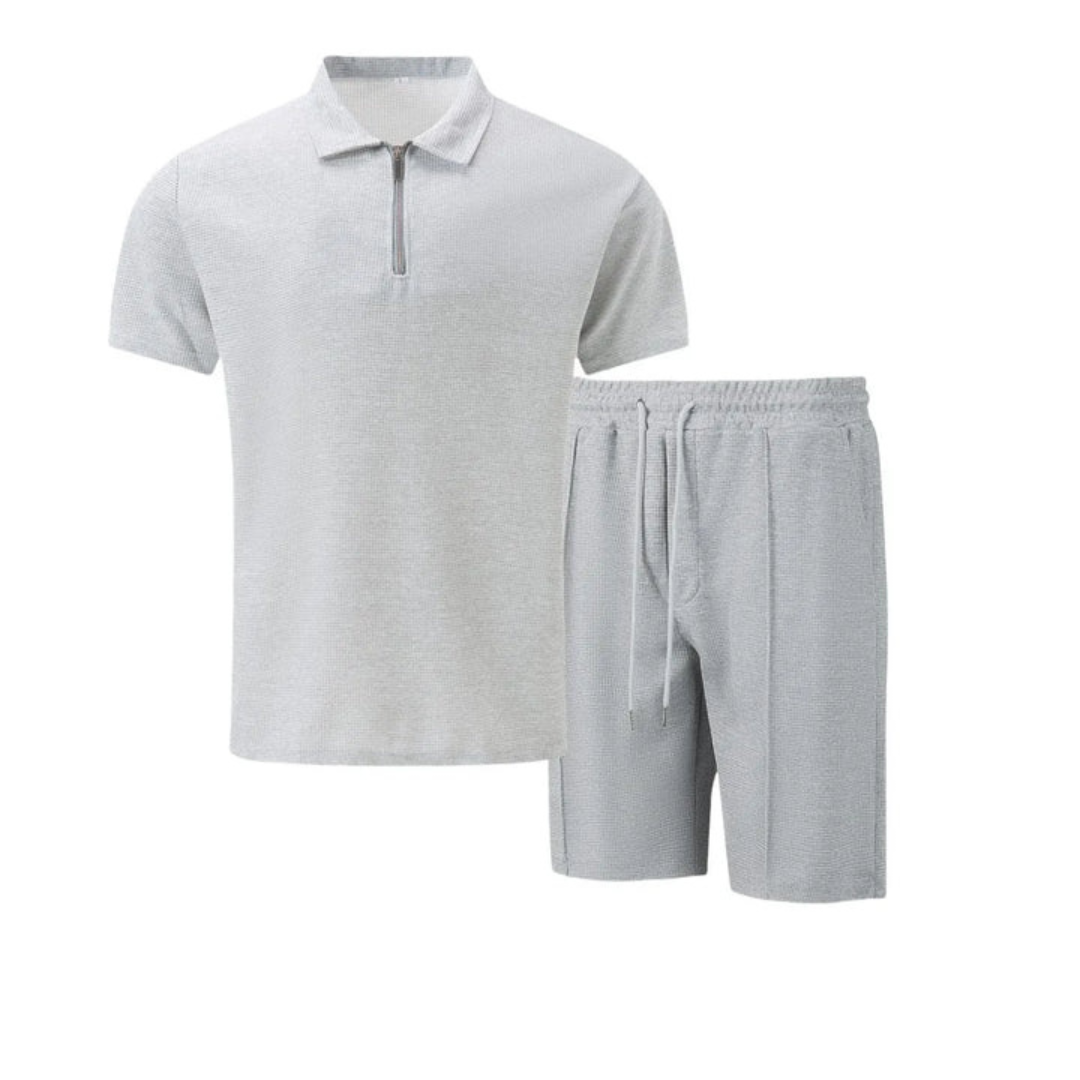 Théo - Ensemble Été Homme Coordonné avec Polo Zippé et Short Tendance
