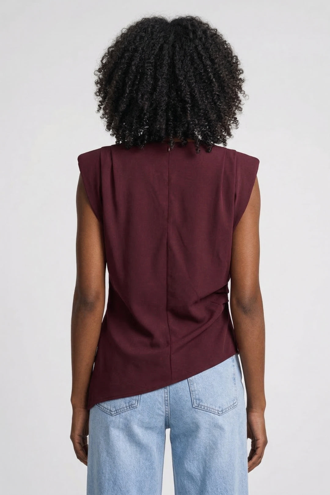 Top Femme - Sans Manches Col Montant avec Drapé | Élégant