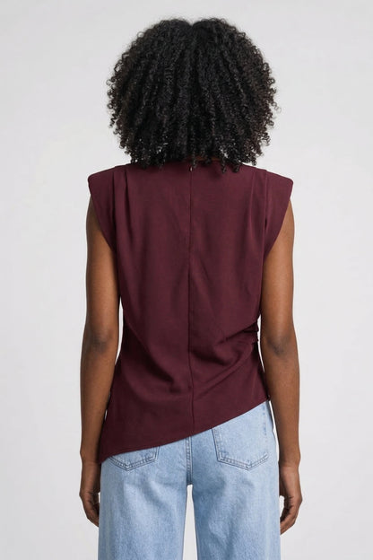 Top Femme - Sans Manches Col Montant avec Drapé | Élégant