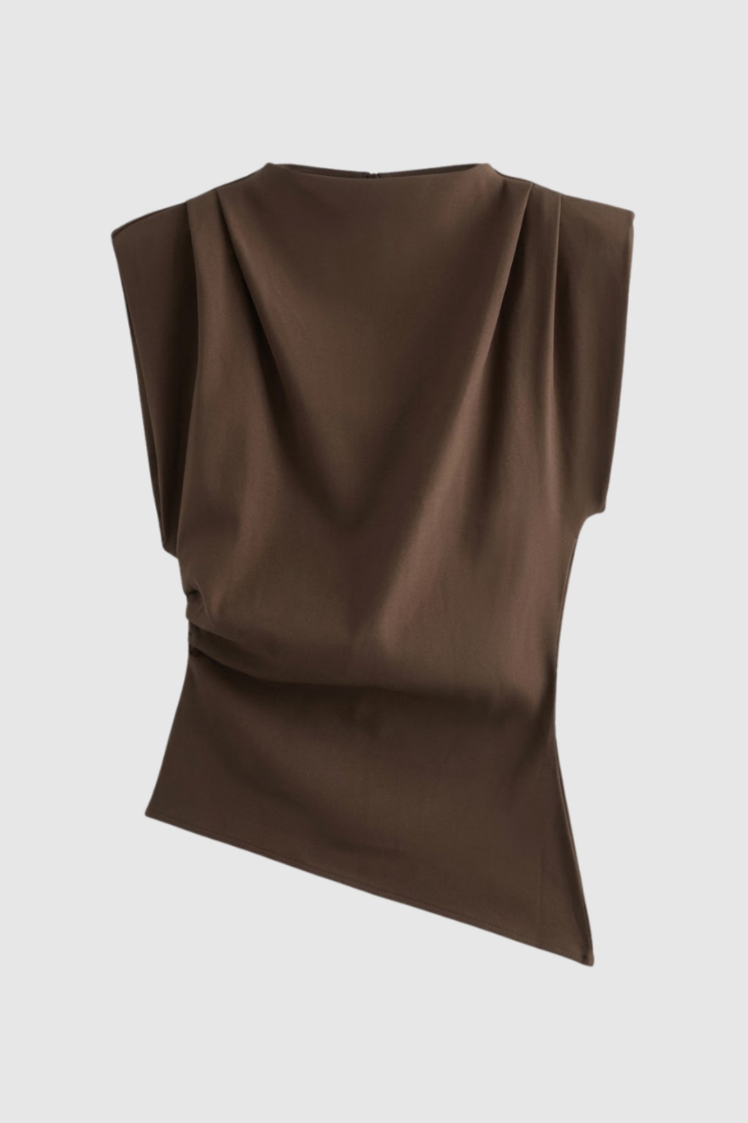 Top Femme - Sans Manches Col Montant avec Drapé | Élégant