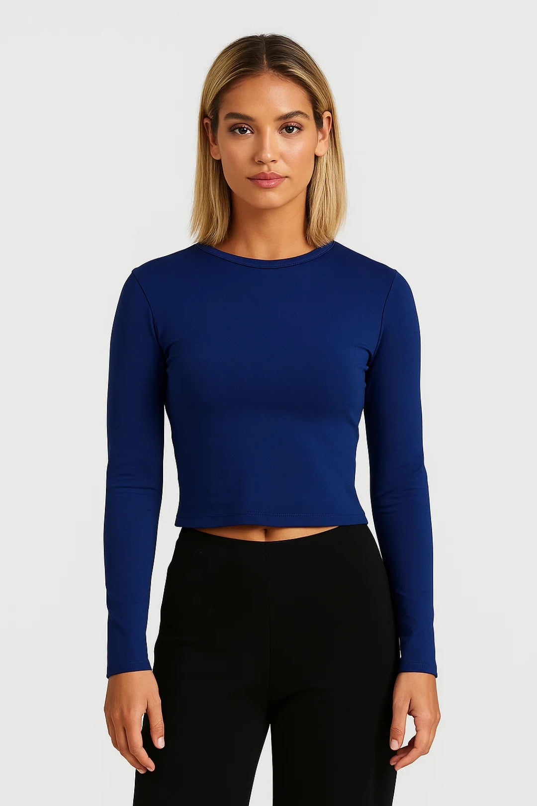 Top Femme - Crop Manches Longues Col Rond Ajusté | Casual