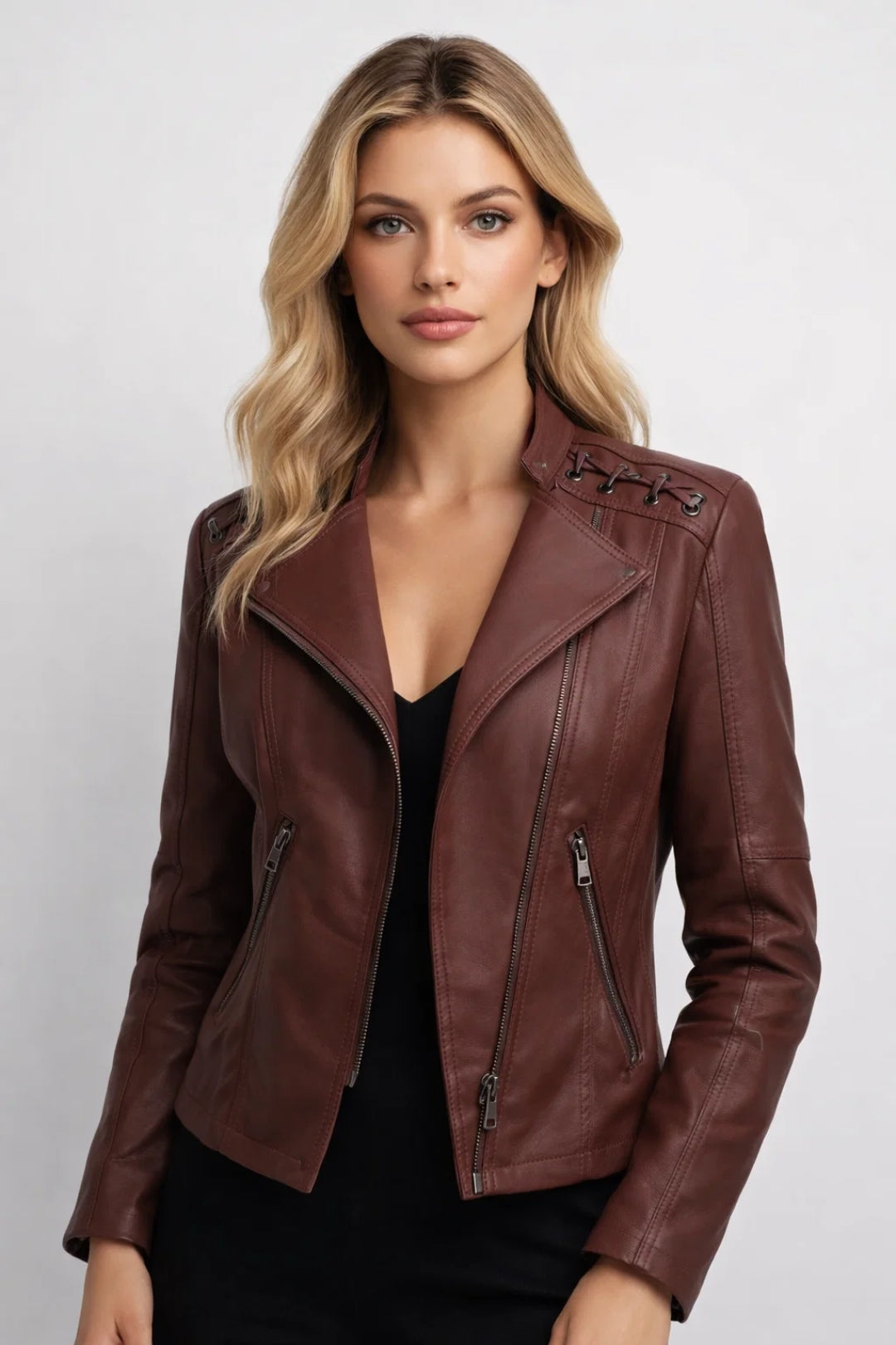 Veste Femme - Biker Style Zippé avec Col Asymétrique | Casual