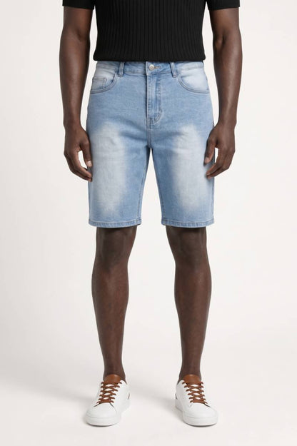 Bermuda Homme - Coupe Slim Effet Délavé | Style Urbain — Bleu Clair
