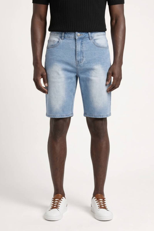 Bermuda Homme - Coupe Slim Effet Délavé | Style Urbain — Bleu Clair