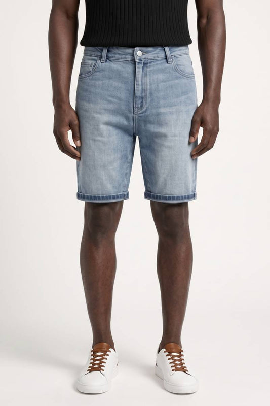 Bermuda Homme - Effet Délavé Coupe Moderne | Style Urbain — Bleu Délavé