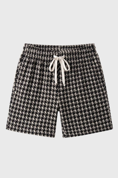 Bermuda Homme - Motif Pied-de-Poule avec Cordon | Décontracté — Pied-de-Poule Noir