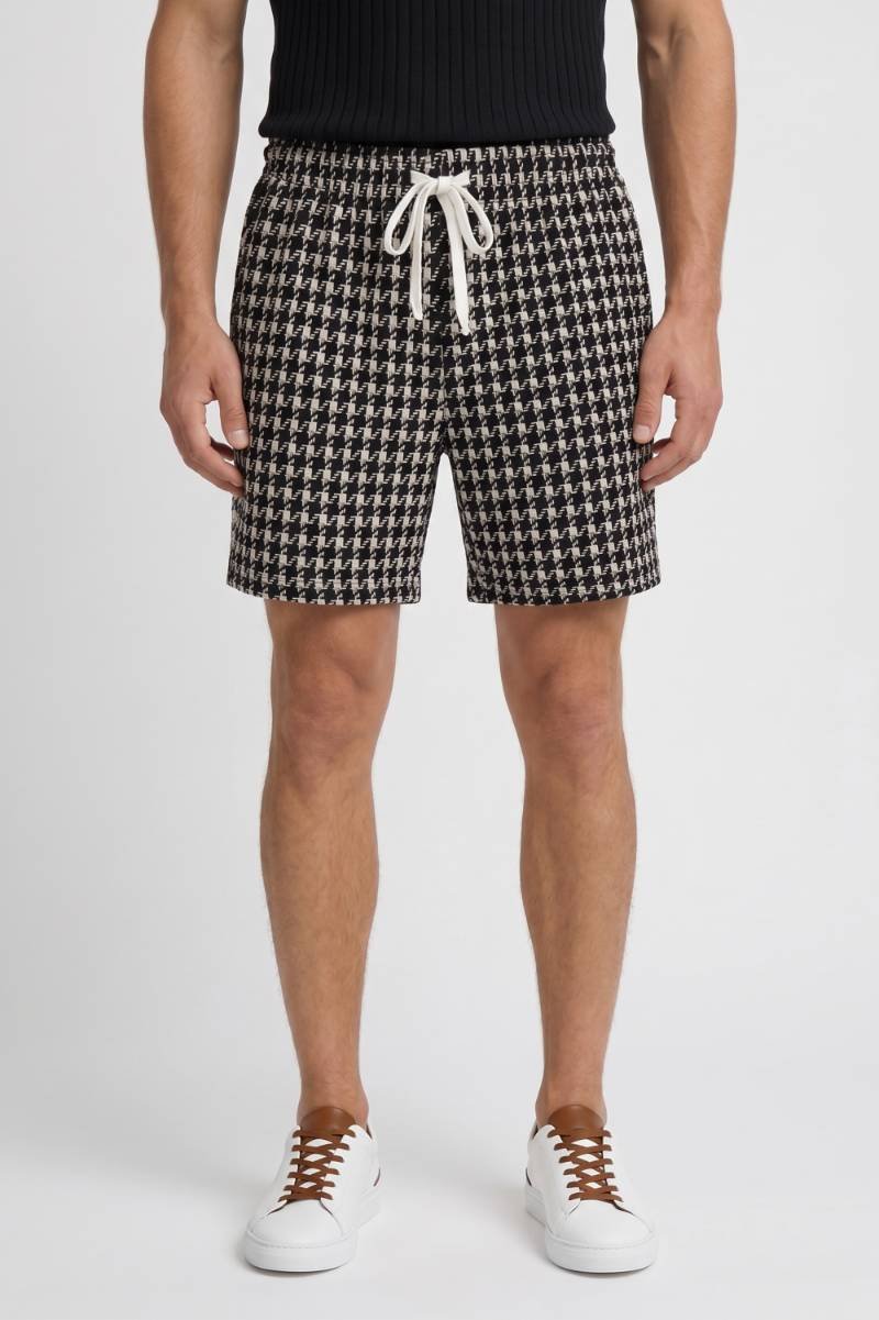 Bermuda Homme - Motif Pied-de-Poule avec Cordon | Décontracté — Pied-de-Poule Noir
