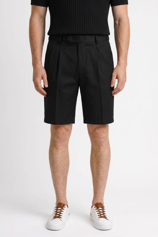 Bermuda Homme - Taille Haute avec Plis Marqués | Élégant — Noir