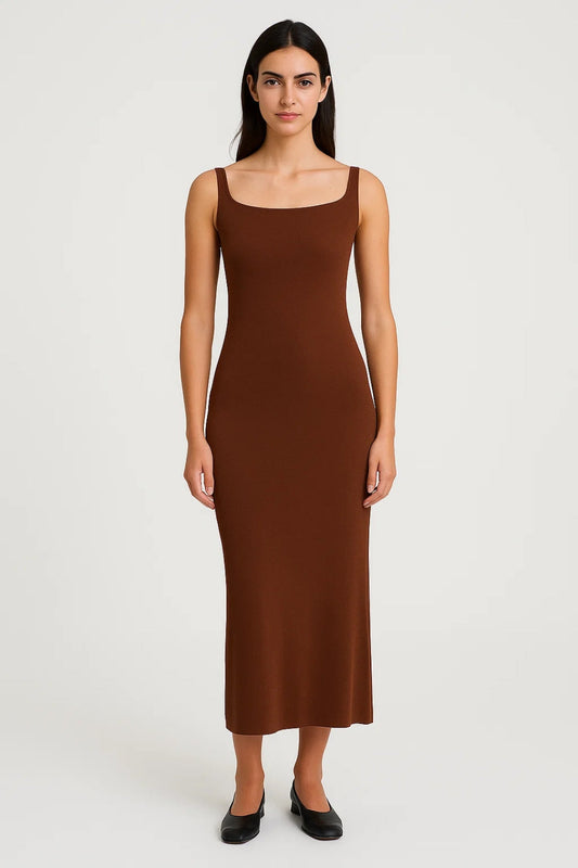 Robe Maxi Femme - Bretelles Fines Gainante Encolure Carrée | Chic
