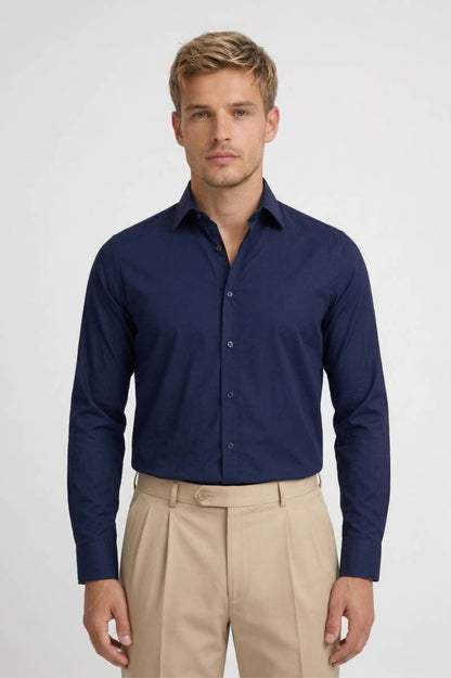 Chemise Homme - Business Manches Longues | Confort Professionnel - Marine