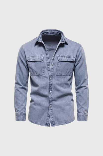 Chemise Homme - Col Classique avec Poches Poitrine | Intemporel — Bleu Clair