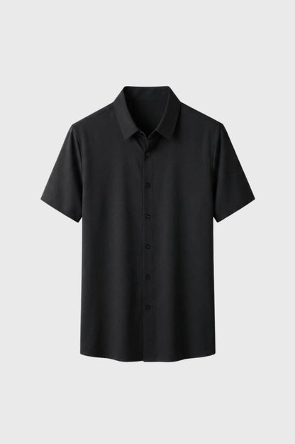 Chemise Homme - Manches Courtes Fermeture Boutonnée | Moderne — Noir