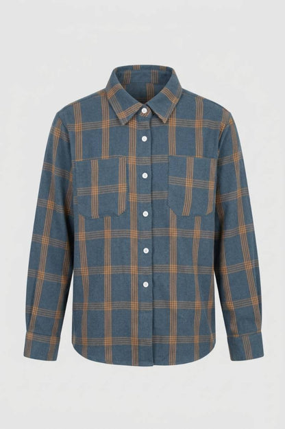 Chemise Homme - Motif Carreaux à Manches Longues | Décontracté — Bleu Carreaux