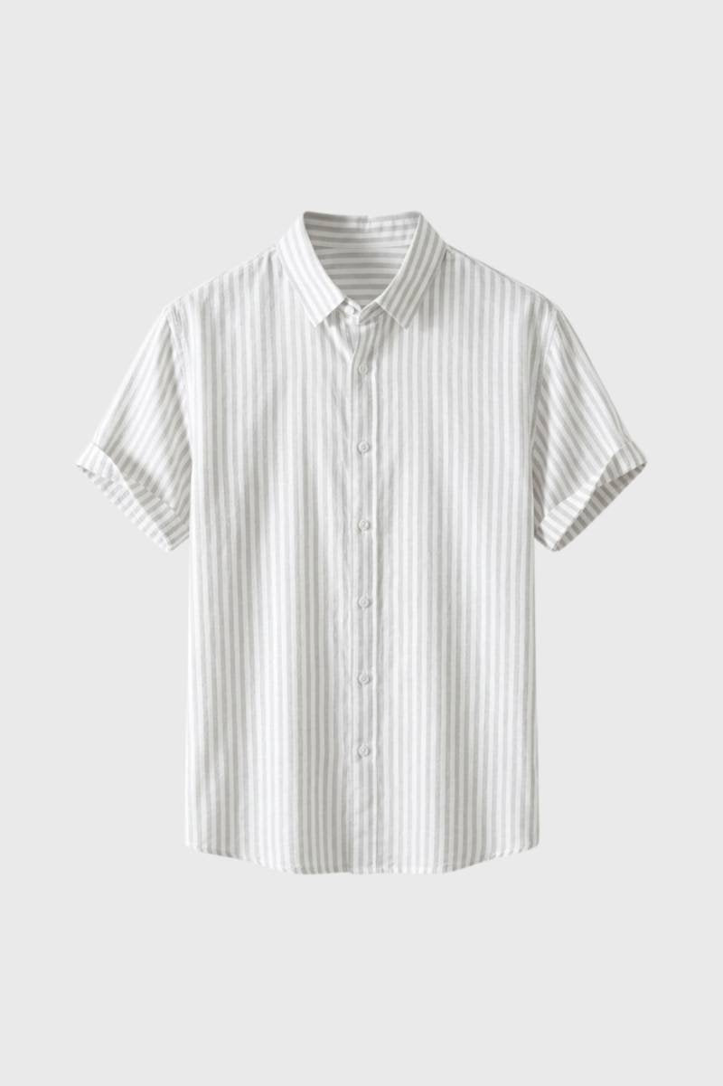 Chemise Homme - Rayée Manches Courtes Col Classique | Été — Rayé Gris