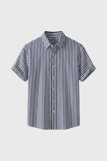Chemise Homme - Rayée Manches Courtes Col Classique | Été — Rayé Marine