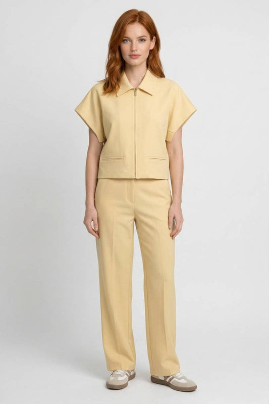 Ensemble Femme - Décontracté avec Zip Front | Casual — Beige