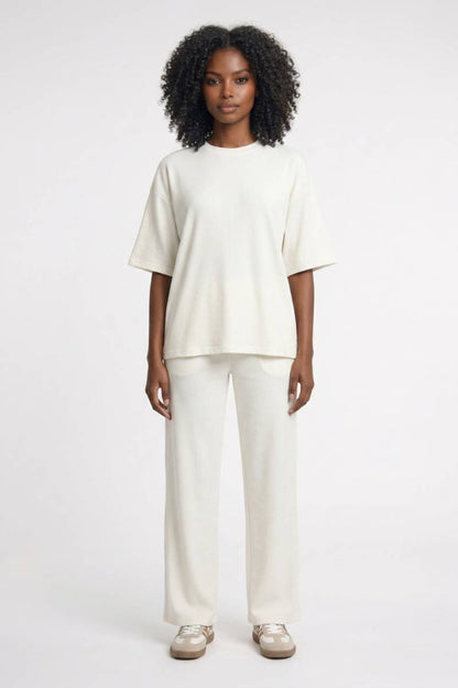 Ensemble Femme - Oversized Manches Courtes | Décontracté — Crème