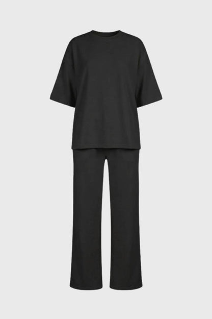 Ensemble Femme - Oversized Manches Courtes | Décontracté — Noir