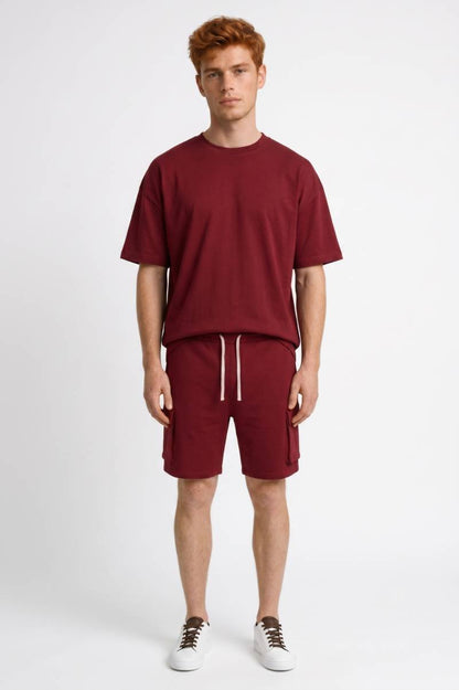 Ensemble Homme - Décontracté T-shirt et Short | Moderne — Bordeaux