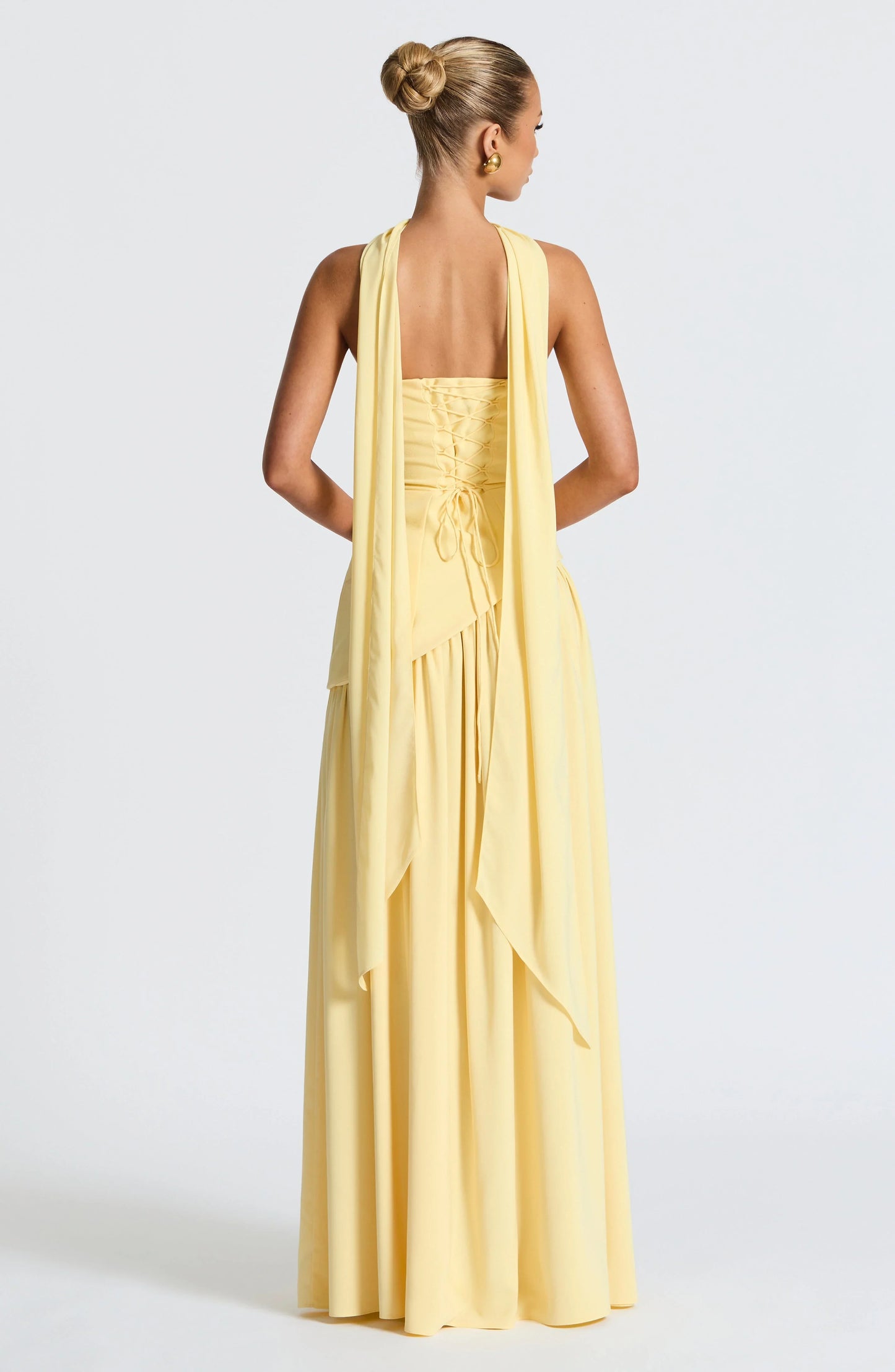 Éleonore - Robe Invitée Mariage Femme Habillée Bustier avec Fente Haute et Écharpe au Cou