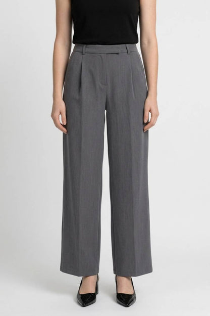 Pantalon Femme - Coupe Large avec Ceinture | Professionnel — Gris