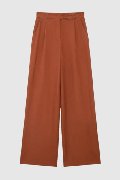 Pantalon Femme - Coupe Large avec Ceinture | Professionnel — Terracotta