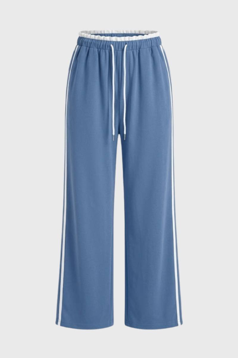 Pantalon Femme - Large avec Bandes Latérales | Sport — Bleu