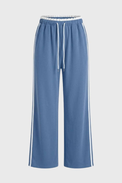 Pantalon Femme - Large avec Bandes Latérales | Sport — Bleu