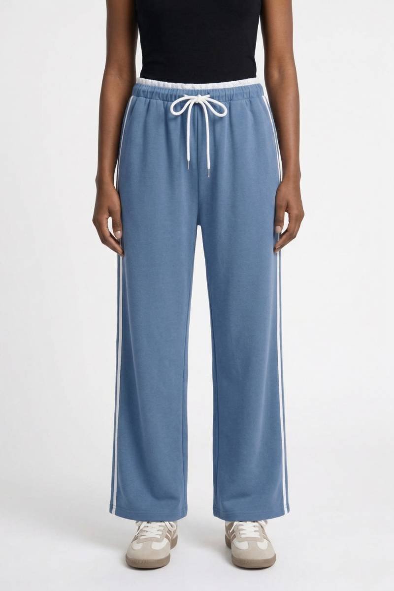 Pantalon Femme - Large avec Bandes Latérales | Sport — Bleu
