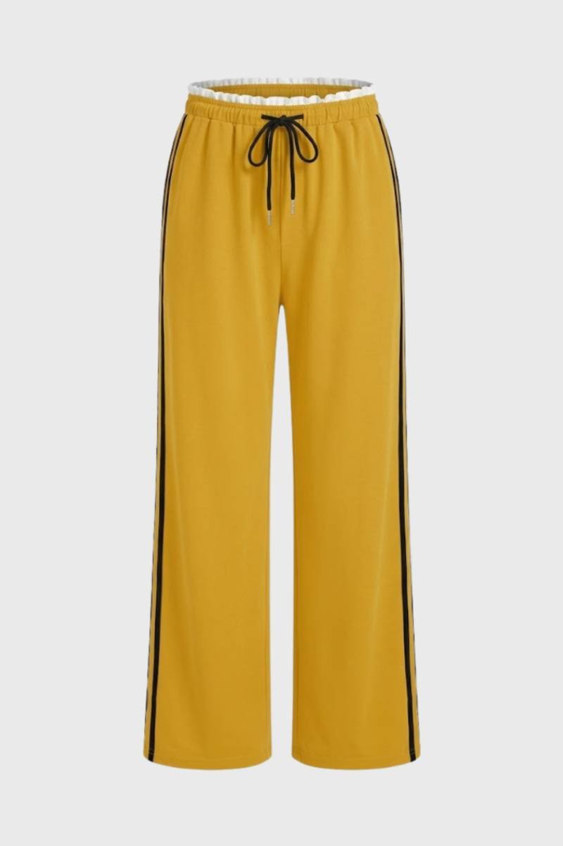 Pantalon Femme - Large avec Bandes Latérales | Sport — Jaune