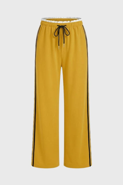Pantalon Femme - Large avec Bandes Latérales | Sport — Jaune