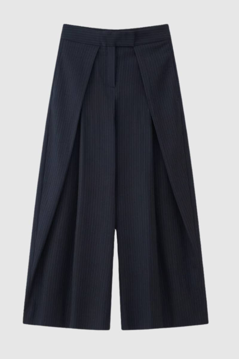 Pantalon Femme - Palazzo Jambes Larges | Chic Bureau — Marine rayé