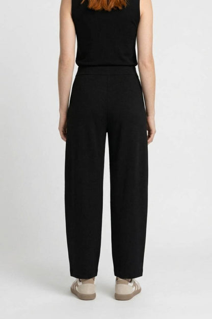 Pantalon Femme - Taille Haute Large avec Plis | Élégant — Noir